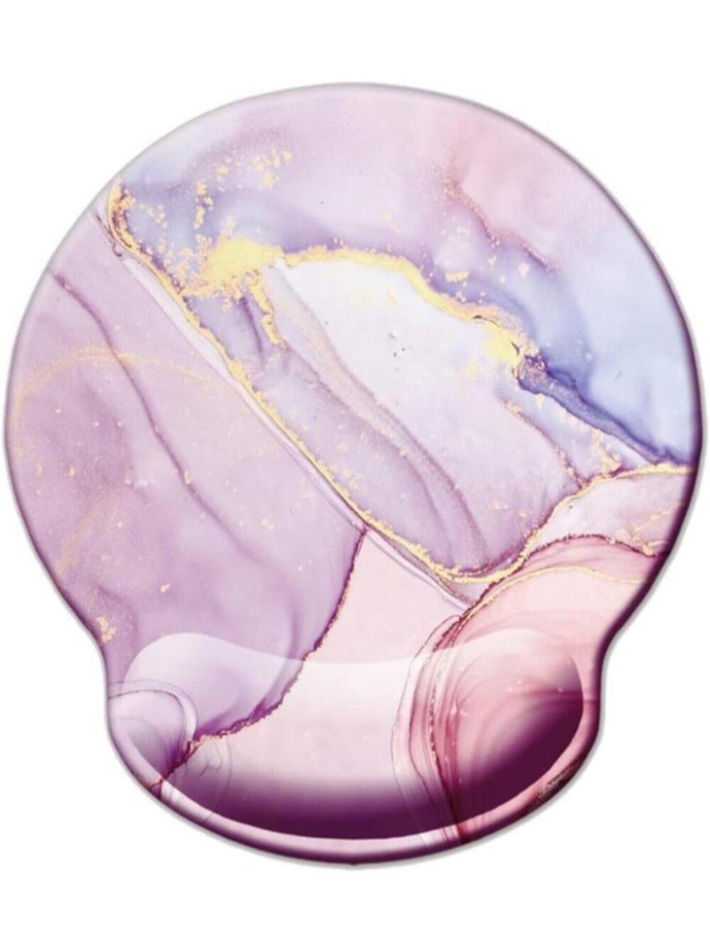 Pink & Purple Marble Design Memory Foam Mouse Pad with Padded Wrist Support 9x10